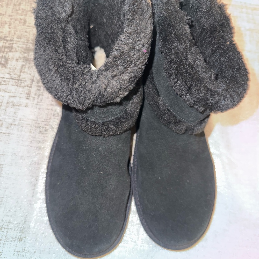 Koolaburra Black Faux-Shearling Slip-On Ankle Booties
